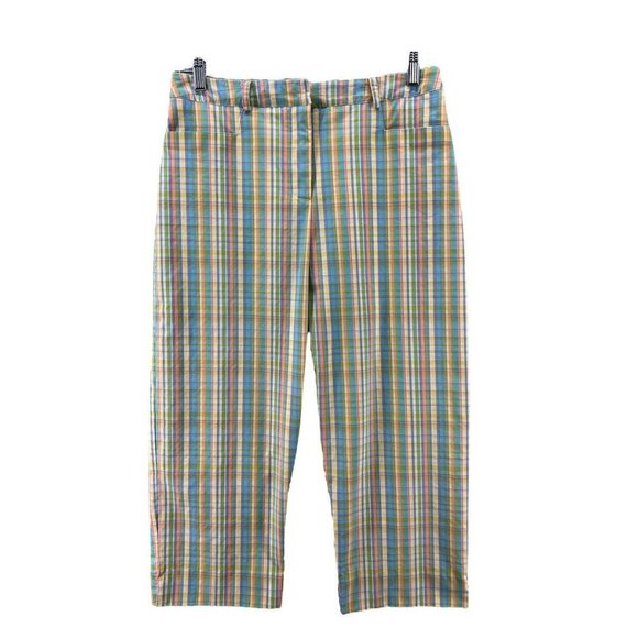 Vintage Tehama Capri Pant Size 10 Nancy Hailey Pastel Plaid 3 Pocket 32 x 23 - Picture 1 of 6